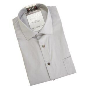 NWT Van Heusen pale Grey Button Up Fitted Dress Shirt size 15.5 32/33